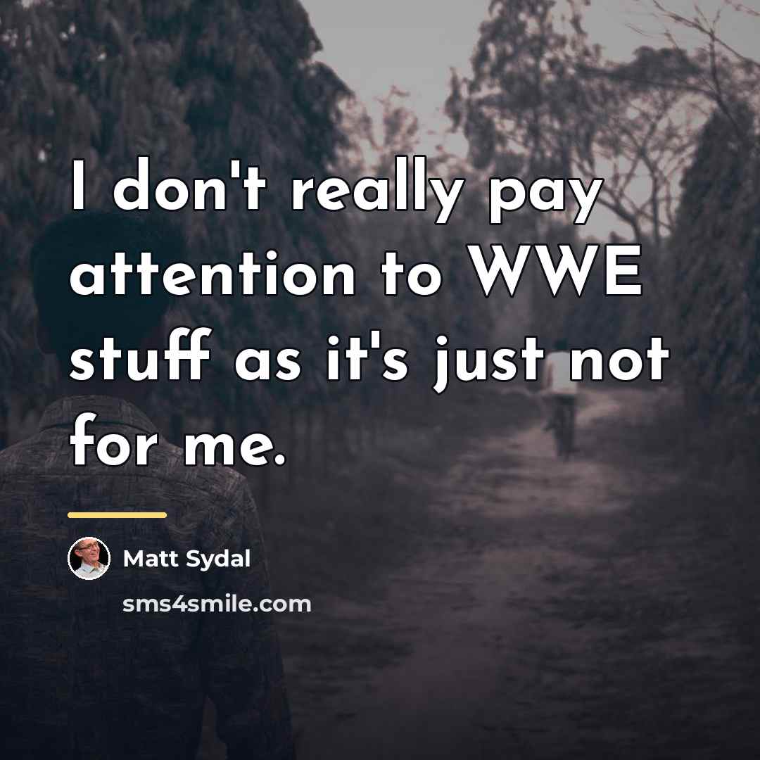 “I don't really pay attention to WWE stuff as it's…” quote by Matt Sydal