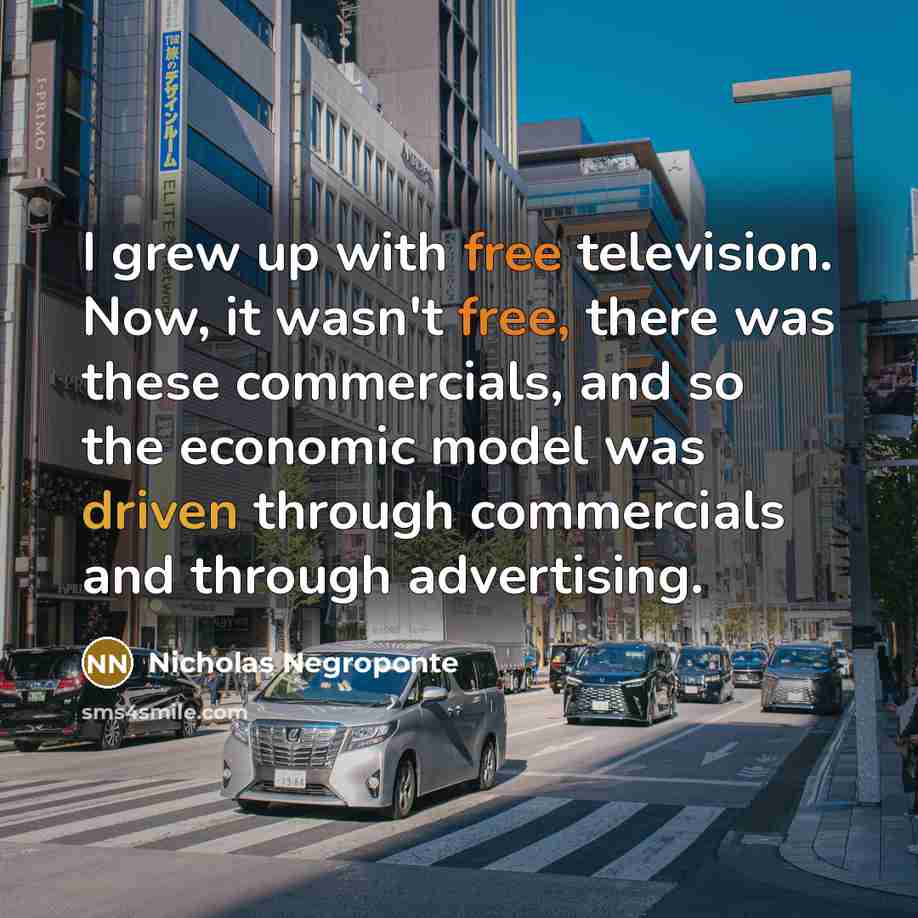 “I grew up with free television. Now, it wasn't free,…” quote by Nicholas Negroponte