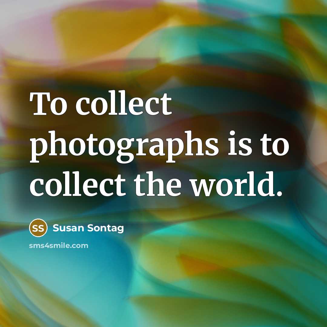 “To collect photographs is to collect the world.” quote by Susan Sontag