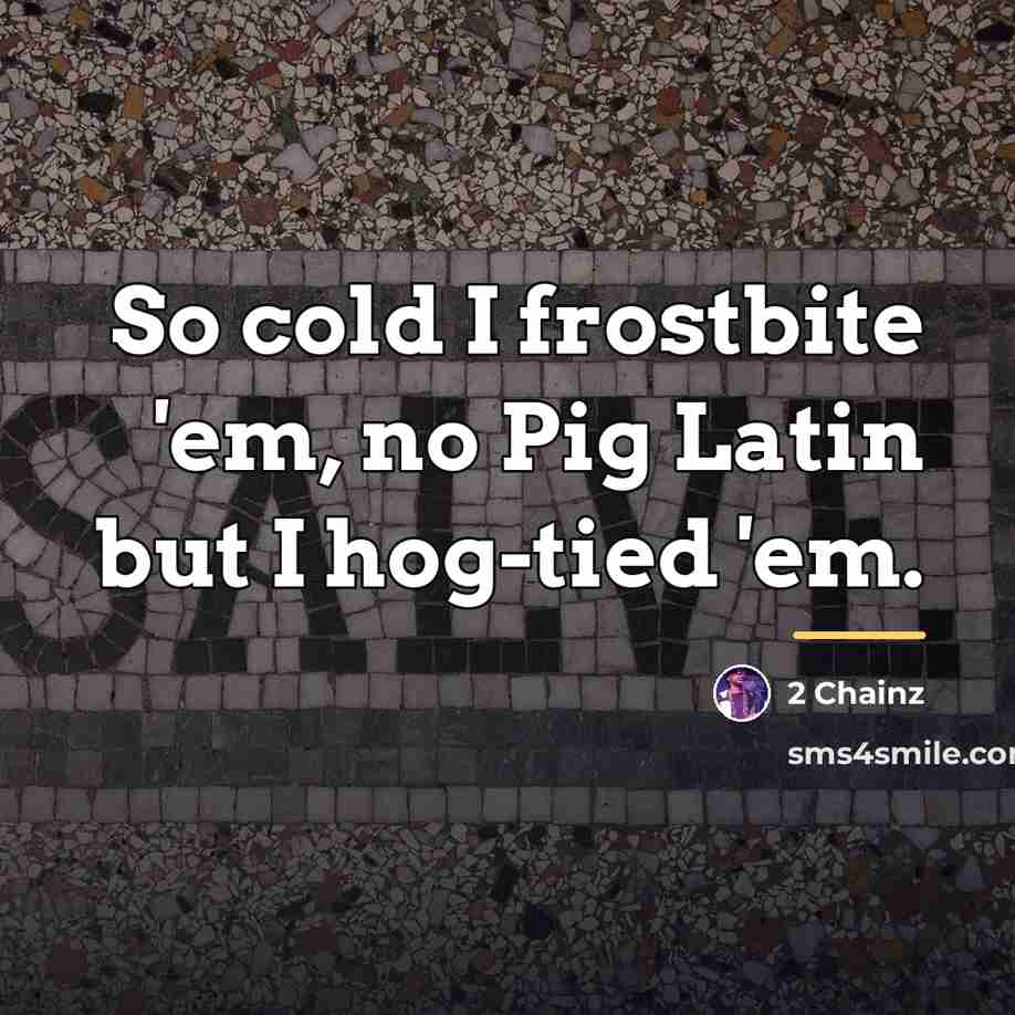“So cold I frostbite 'em, no Pig Latin but I…” quote by 2 Chainz
