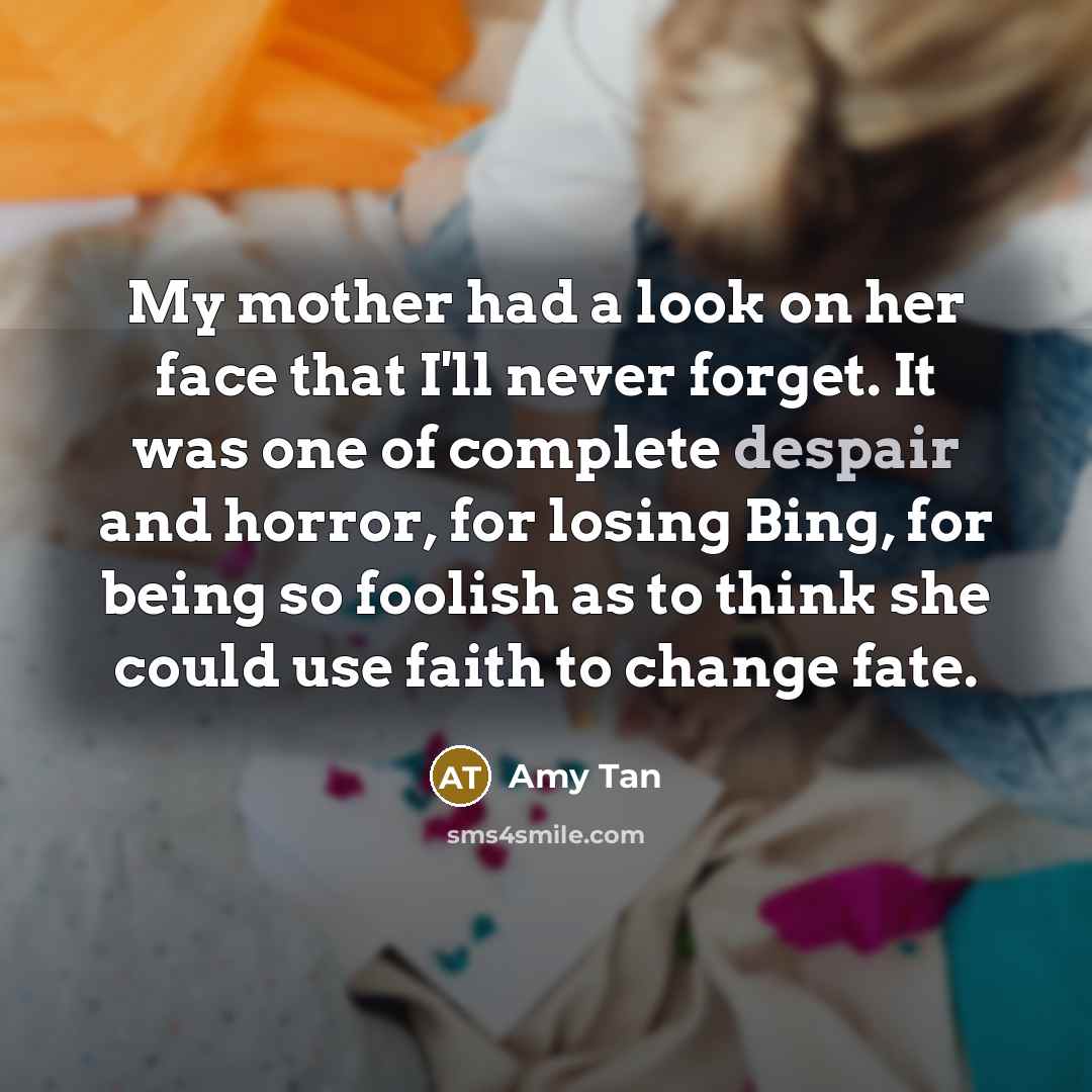 “My mother had a look on her face that I'll…” quote by Amy Tan