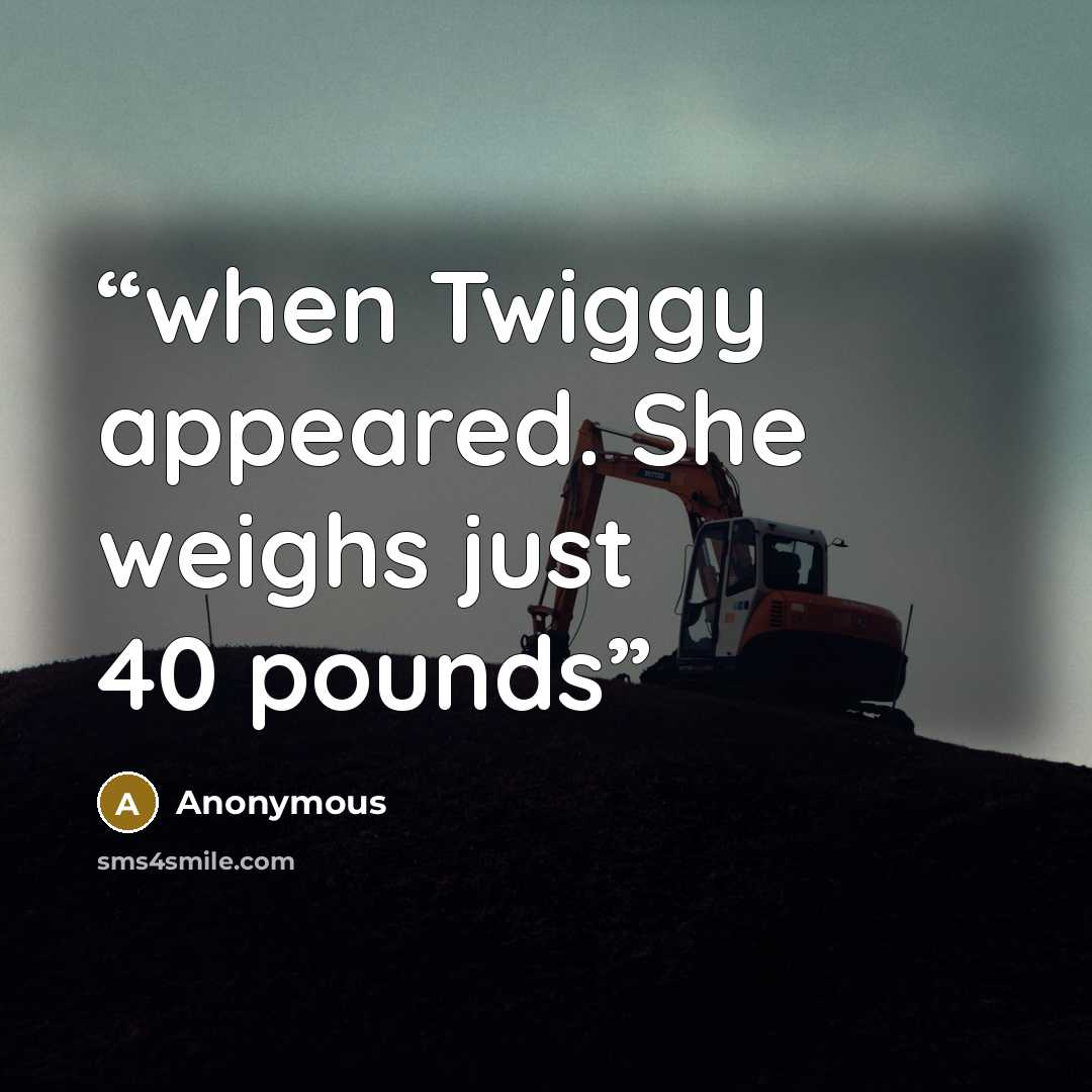 “when Twiggy appeared. She weighs just 40 pounds” quote by Anonymous