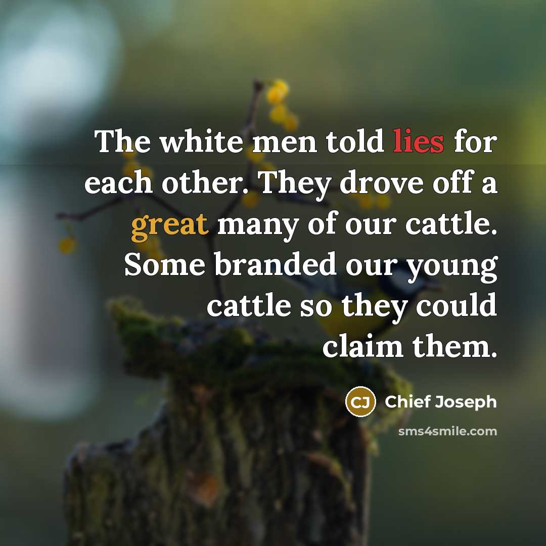 “The white men told lies for each other. They drove…” quote by Chief Joseph