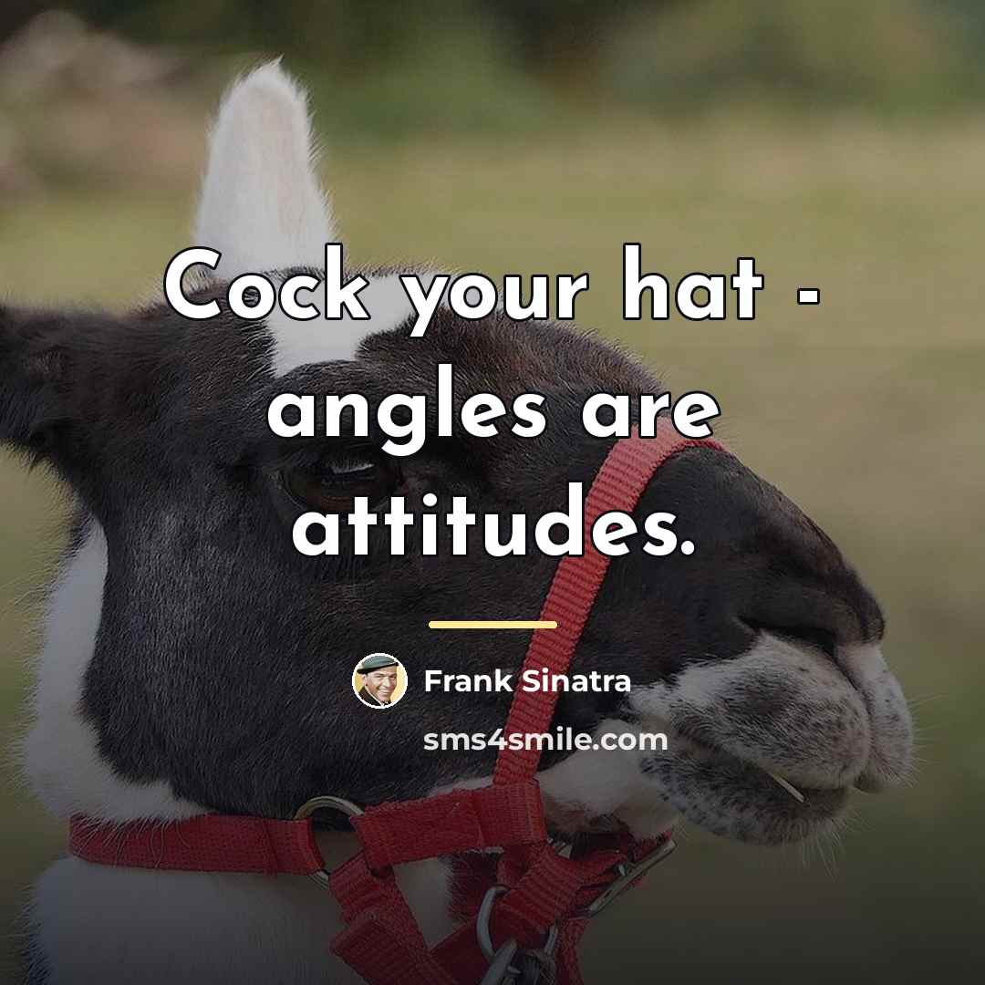 “Cock your hat - angles are attitudes.…” quote by Frank Sinatra