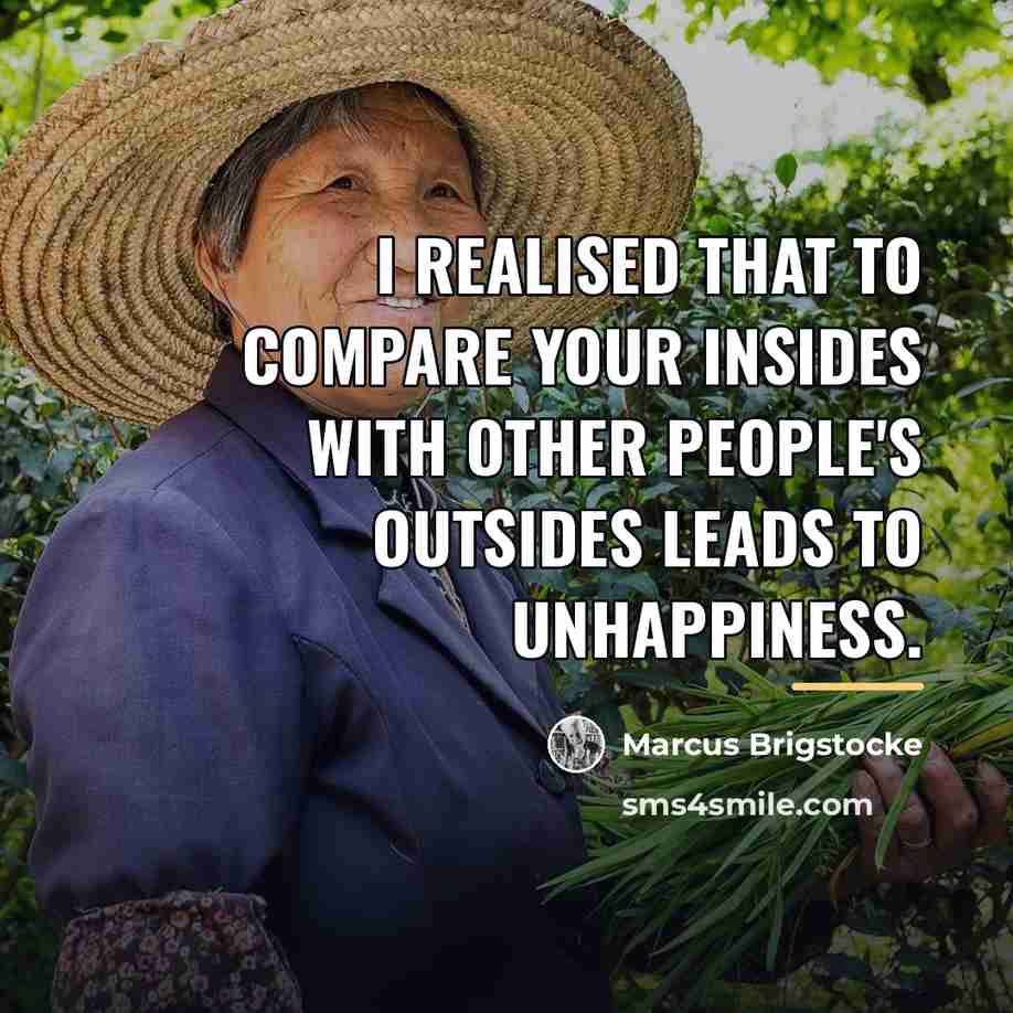“I realised that to compare your insides with other people's…” quote by Marcus Brigstocke