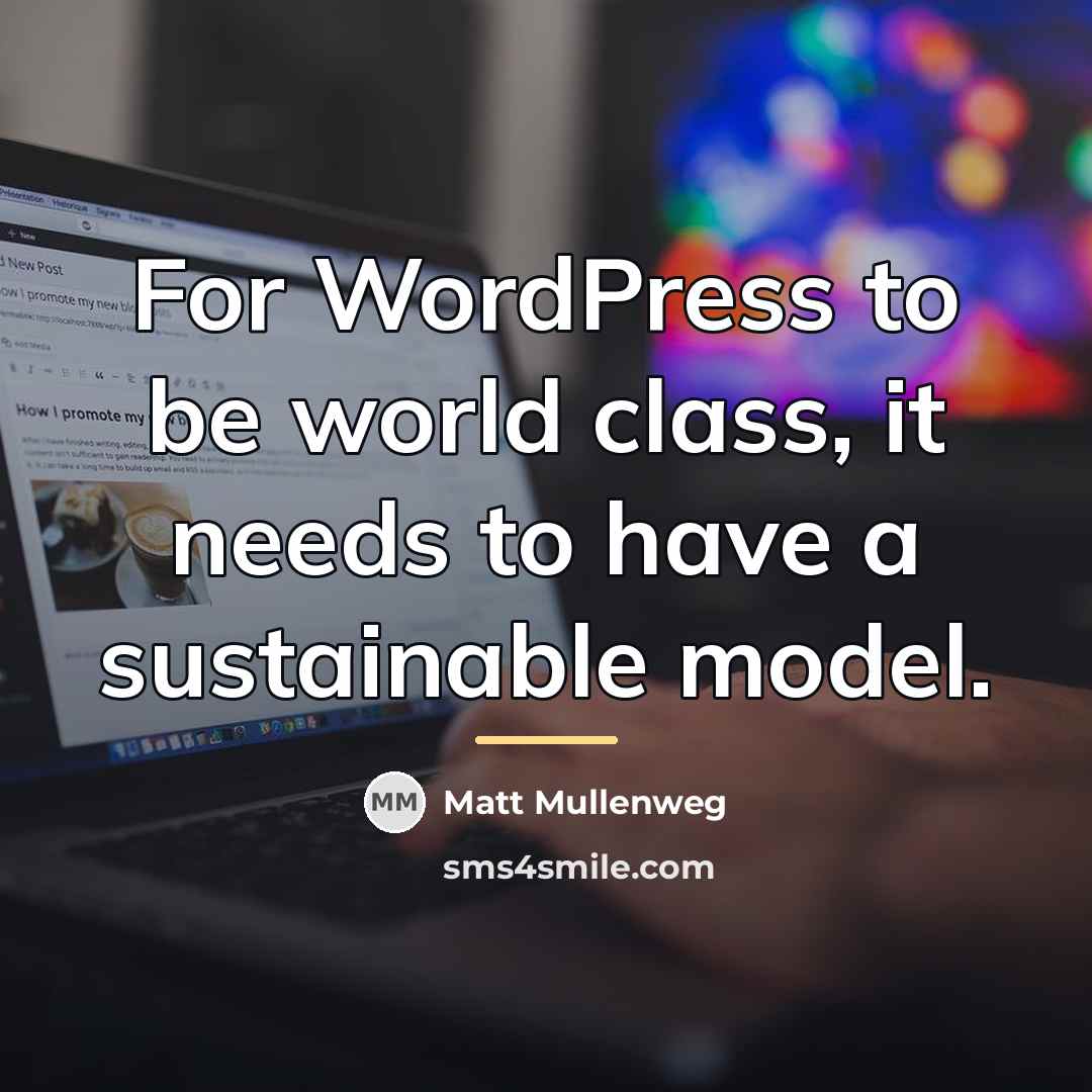 “For WordPress to be world class, it needs to have…” quote by Matt Mullenweg