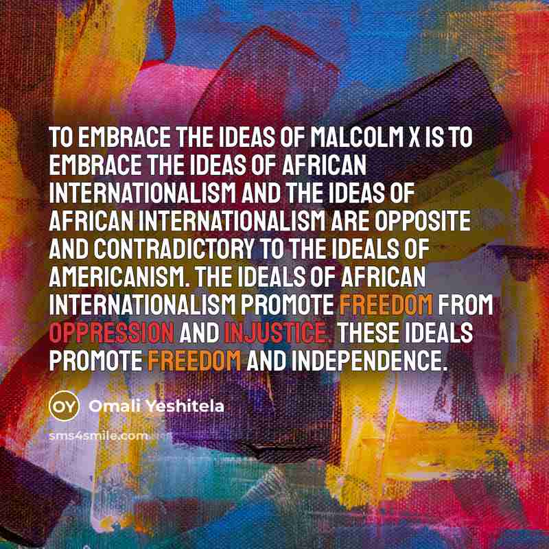 “To embrace the ideas of Malcolm X is to embrace…” quote by Omali Yeshitela