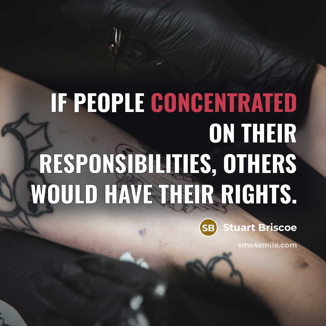 “If people concentrated on their responsibilities, others would have their…” quote by Stuart Briscoe