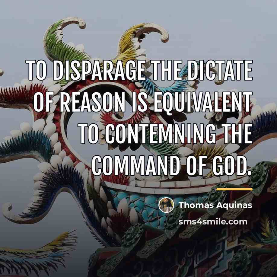 “To disparage the dictate of reason is equivalent to contemning…” quote by Thomas Aquinas