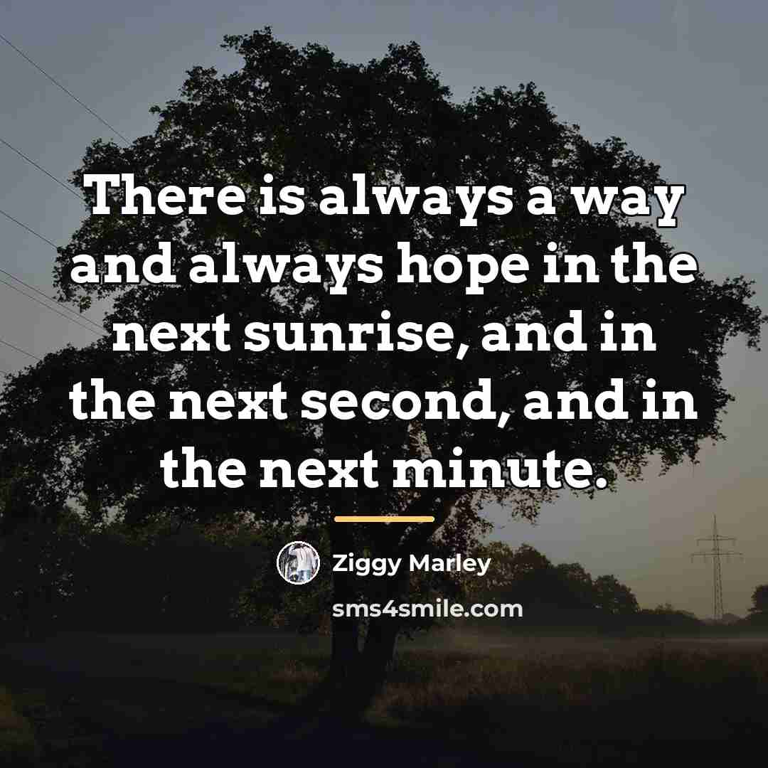 “There is always a way and always hope in the…” quote by Ziggy Marley