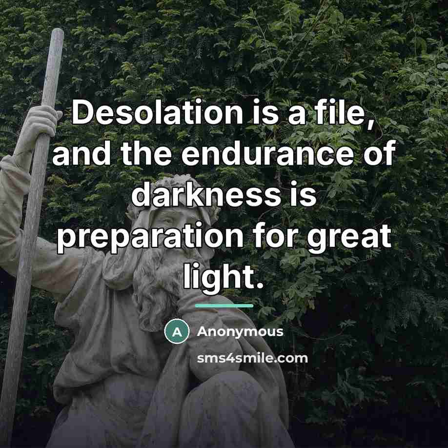 “Desolation is a file, and the endurance of darkness is…” quote by Anonymous
