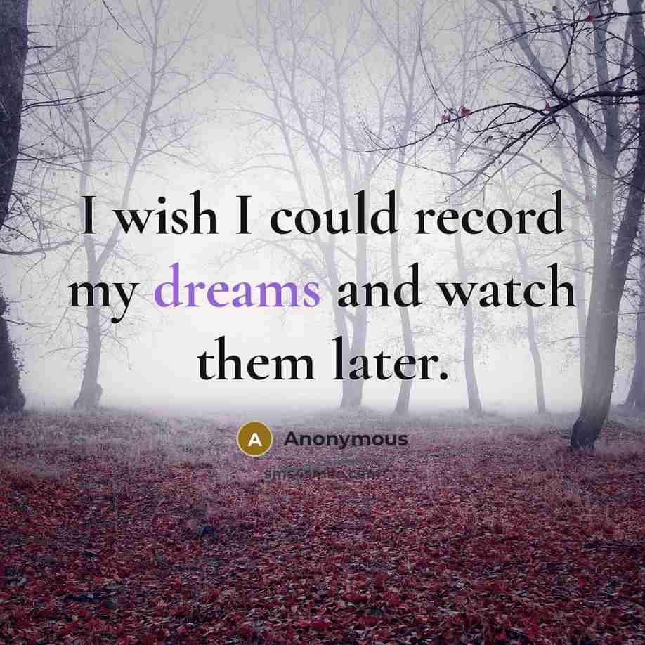 “I wish I could record my dreams and watch them later.” quote by Anonymous