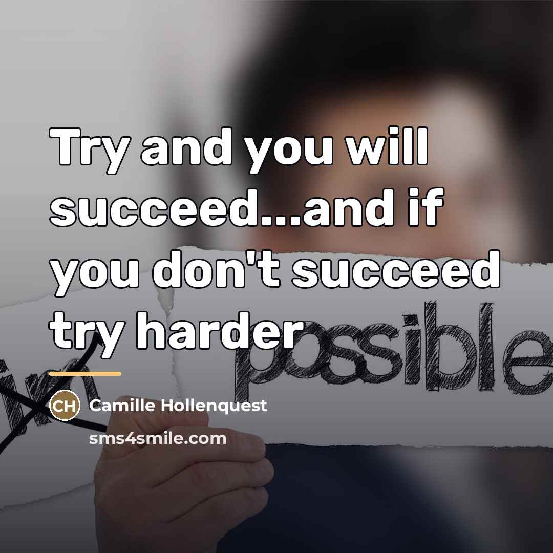 “Try and you will succeed...and if you don't succeed try…” quote by Camille Hollenquest