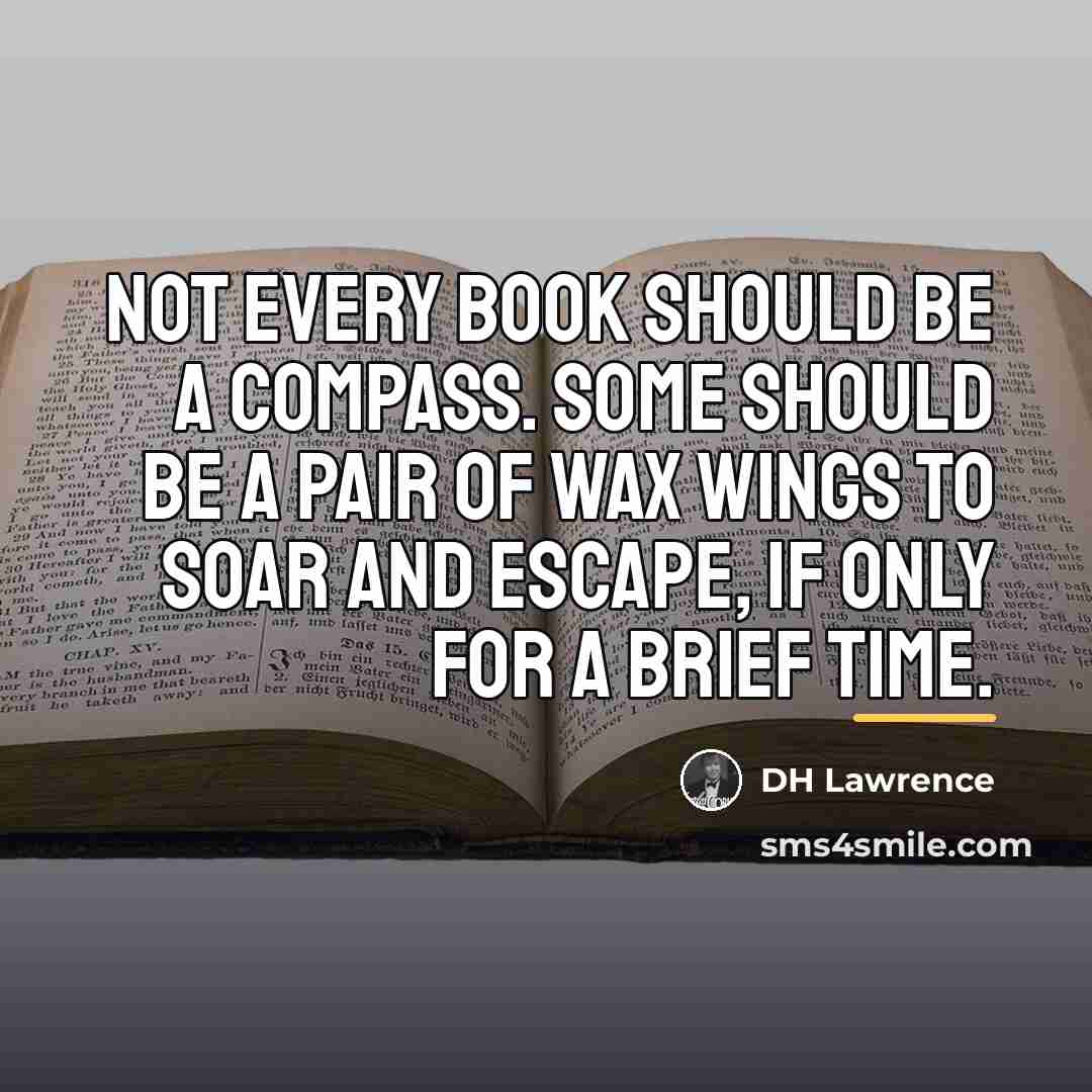 “Not every book should be a compass. Some should be…” quote by DH Lawrence