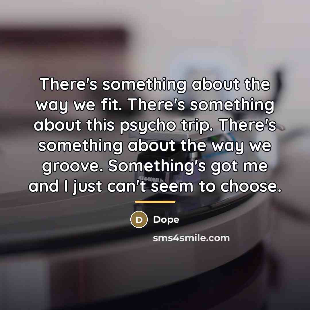 “There's something about the way we fit. There's something about…” quote by Dope