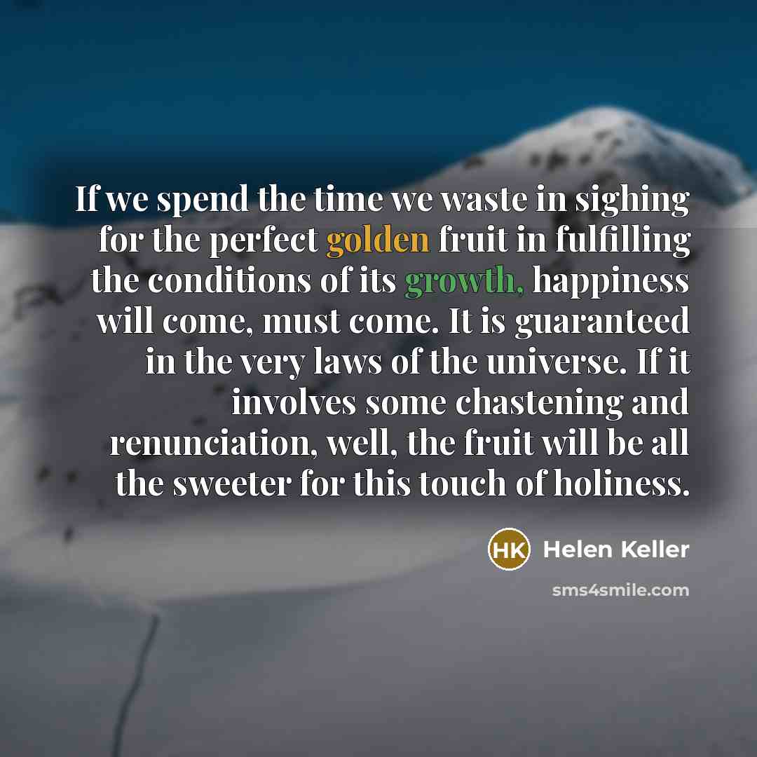 “If we spend the time we waste in sighing for…” quote by Helen Keller