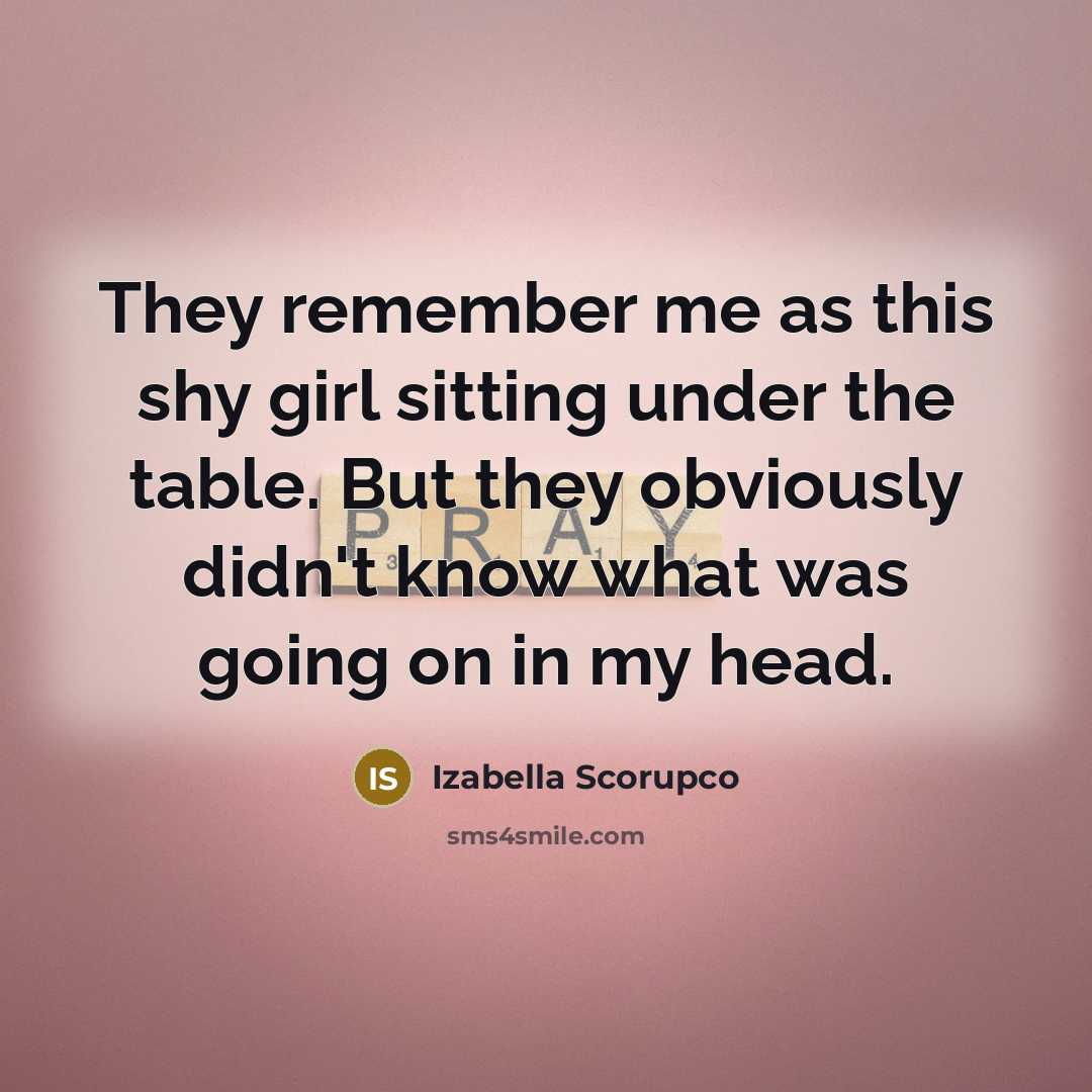 “They remember me as this shy girl sitting under the…” quote by Izabella Scorupco