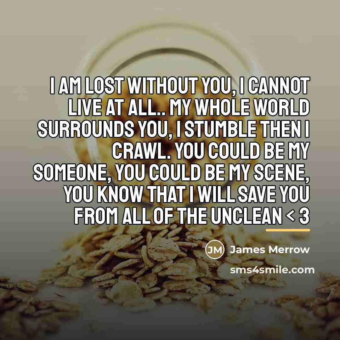 “I am lost without you, I cannot live at all..…” quote by James Merrow