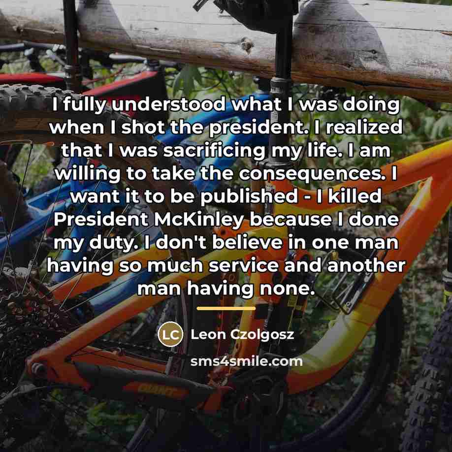 “I fully understood what I was doing when I shot…” quote by Leon Czolgosz