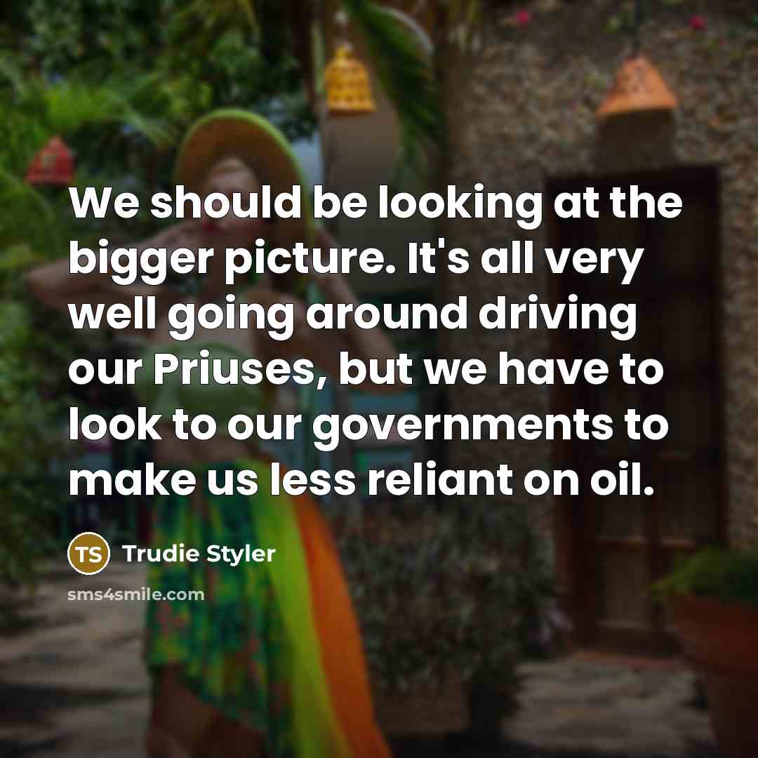 “We should be looking at the bigger picture. It's all…” quote by Trudie Styler