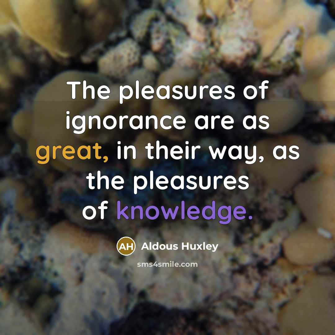 “The pleasures of ignorance are as great, in their way,…” quote by Aldous Huxley
