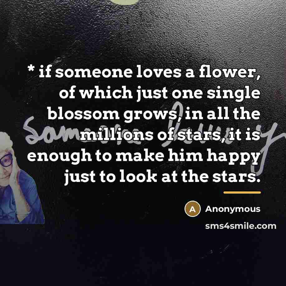 “* if someone loves a flower, of which just one…” quote by Anonymous