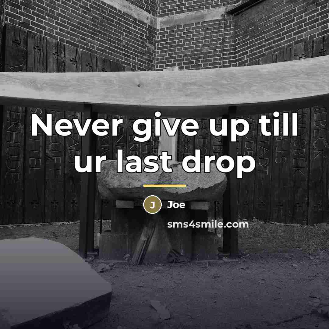 “Never give up till ur last drop…” quote by Joe