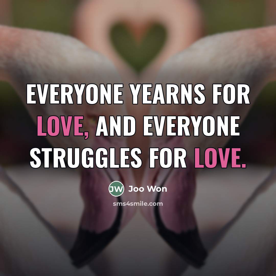 “Everyone yearns for love, and everyone struggles for love.…” quote by Joo Won