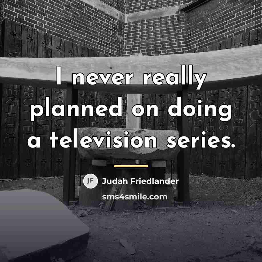 “I never really planned on doing a television series.…” quote by Judah Friedlander