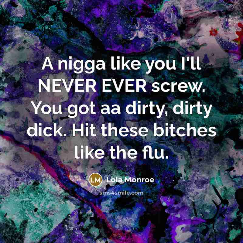“A nigga like you I'll NEVER EVER screw. You got…” quote by Lola Monroe