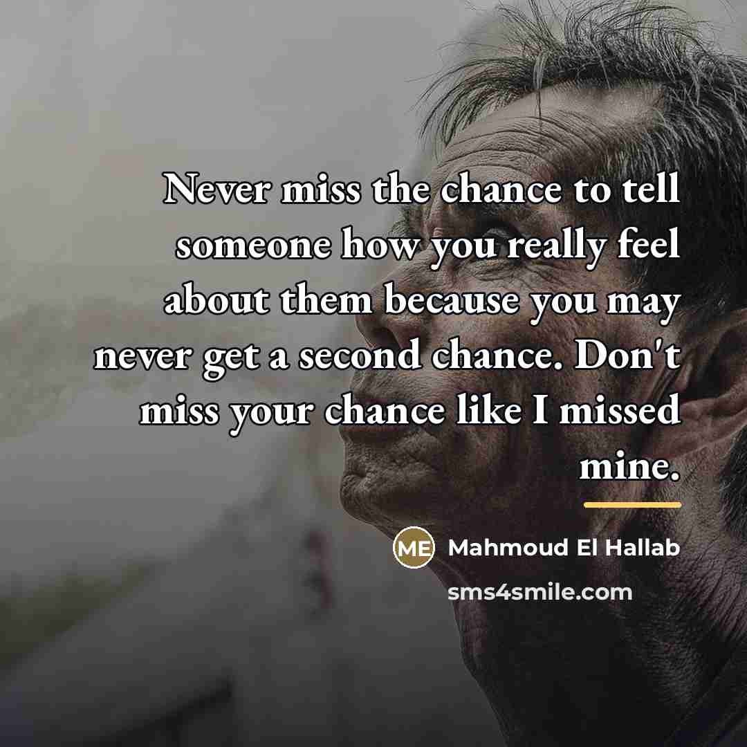 “Never miss the chance to tell someone how you really…” quote by Mahmoud El Hallab