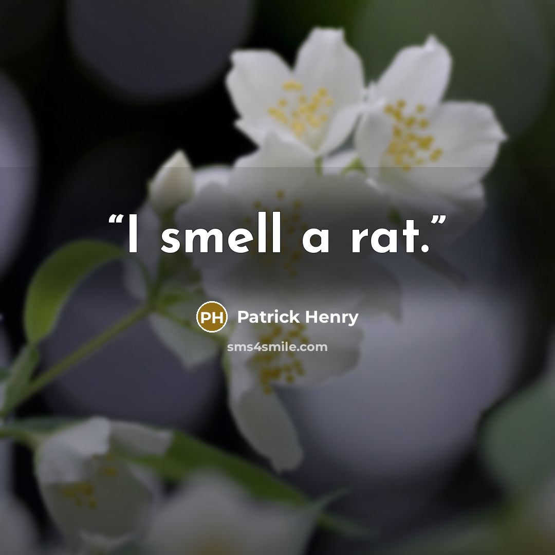 “I smell a rat.” quote by Patrick Henry