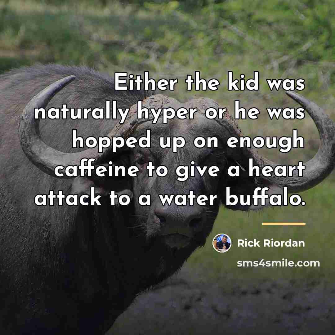 “Either the kid was naturally hyper or he was hopped…” quote by Rick Riordan