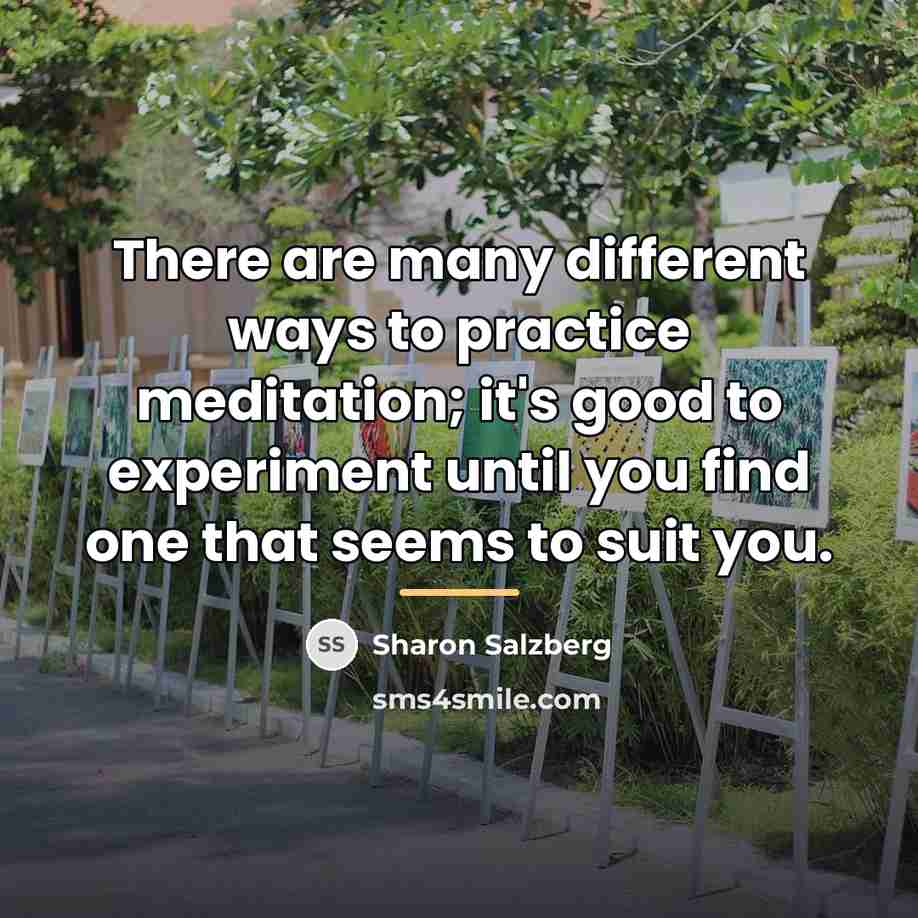 “There are many different ways to practice meditation; it's good…” quote by Sharon Salzberg