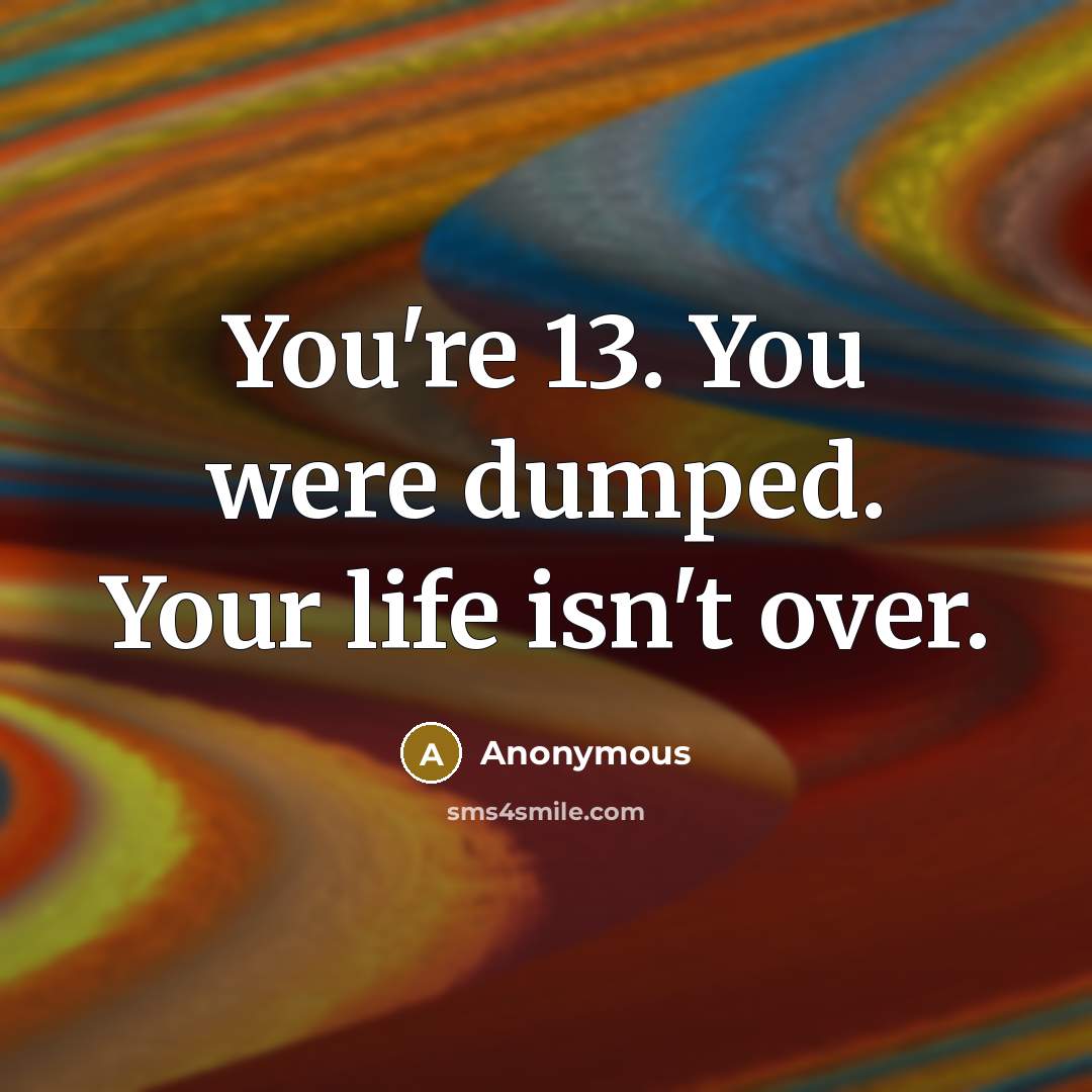 “You're 13. You were dumped. Your life isn't over.…” quote by Anonymous