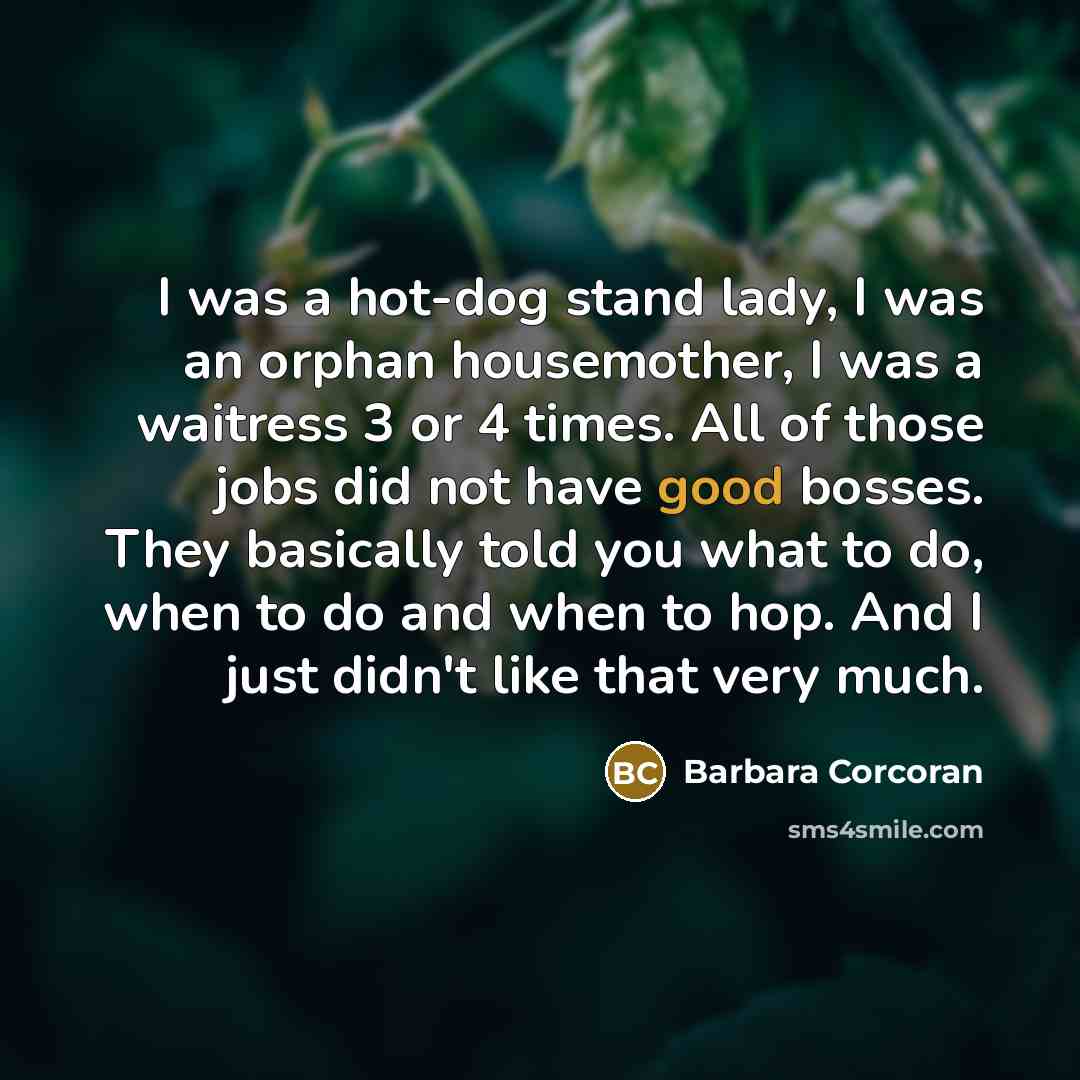 “I was a hot-dog stand lady, I was an orphan…” quote by Barbara Corcoran