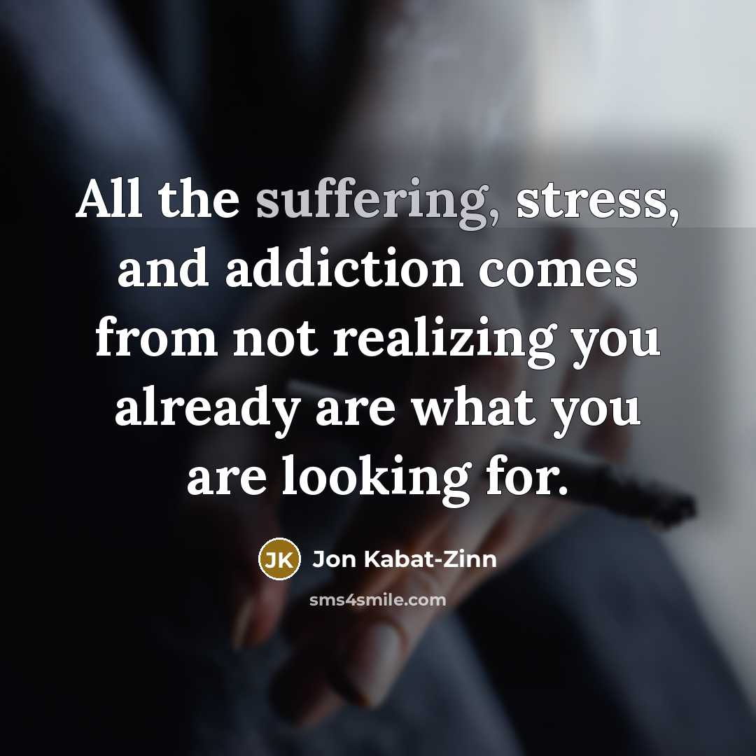 “All the suffering, stress, and addiction comes from not realizing…” quote by Jon Kabat-Zinn