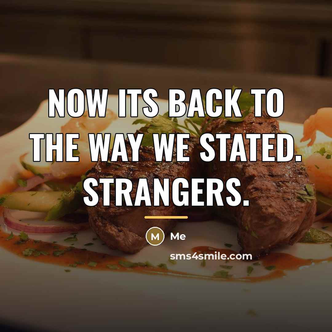 “Now its back to the way we stated. Strangers.…” quote by Me