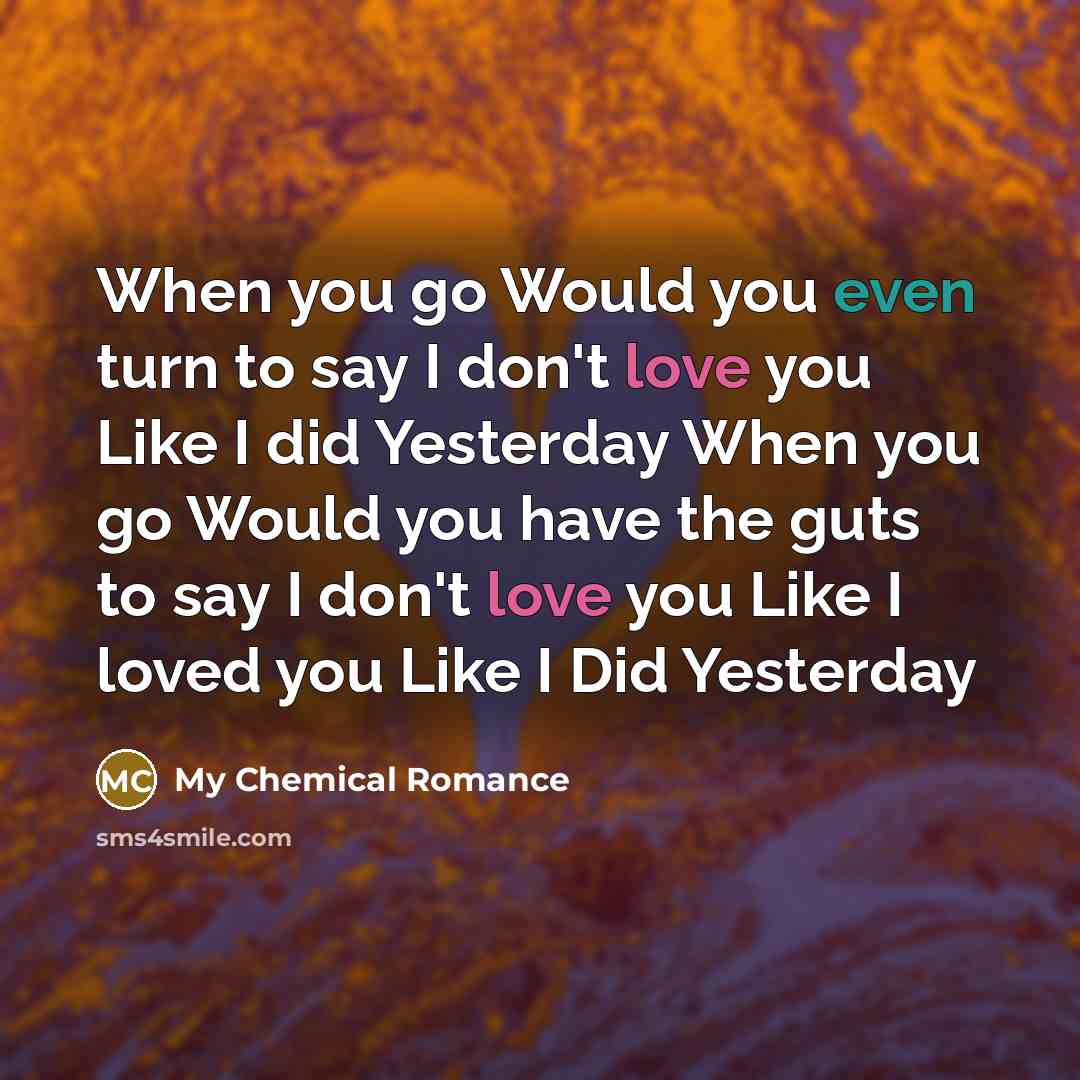 “When you go Would you even turn to say I…” quote by My Chemical Romance