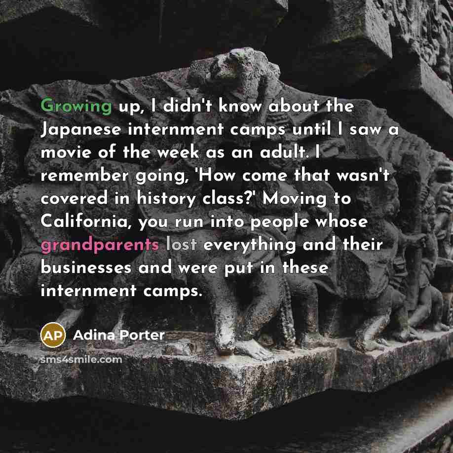“Growing up, I didn't know about the Japanese internment camps…” quote by Adina Porter