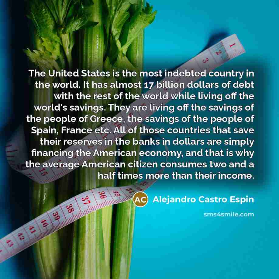 “The United States is the most indebted country in the…” quote by Alejandro Castro Espin