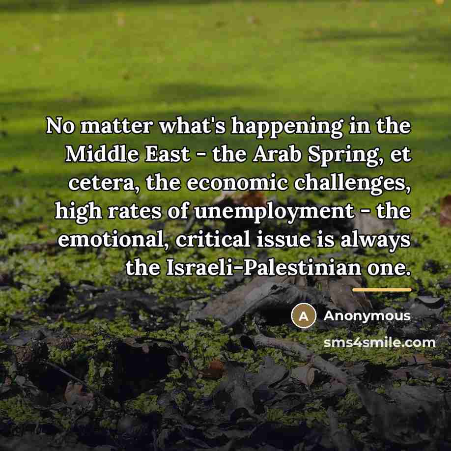 “No matter what's happening in the Middle East - the…” quote by Anonymous
