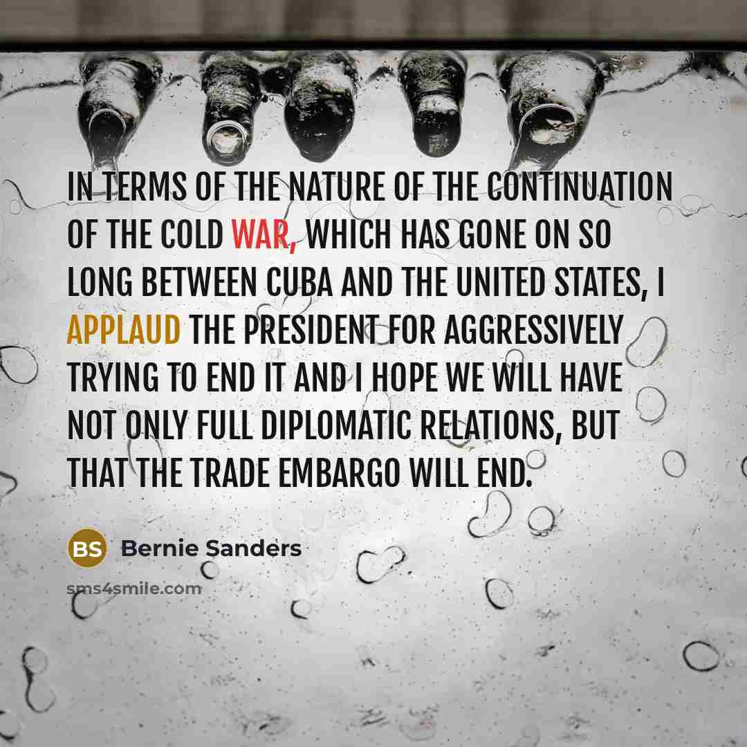 “In terms of the nature of the continuation of the…” quote by Bernie Sanders