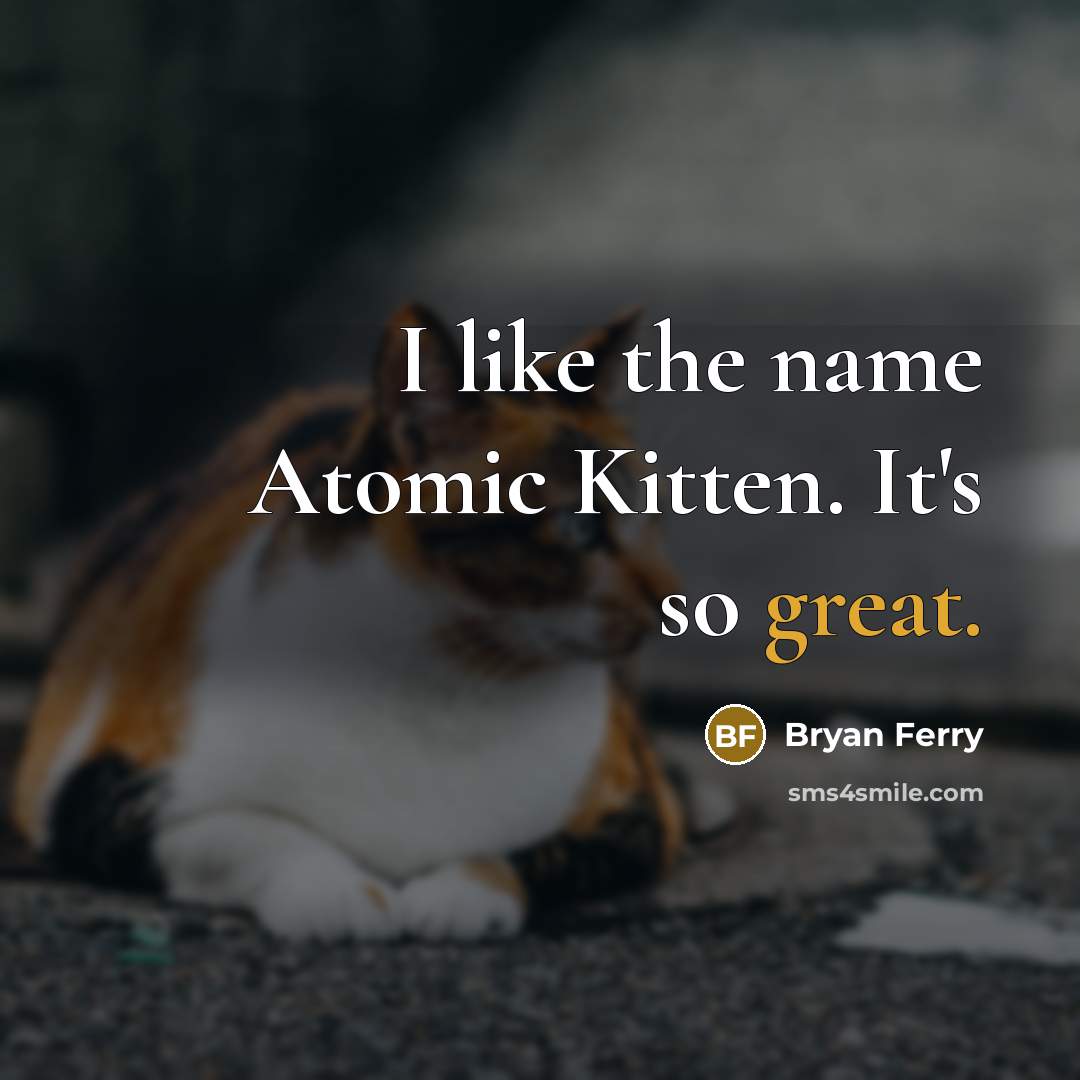 “I like the name Atomic Kitten. It's so great.” quote by Bryan Ferry