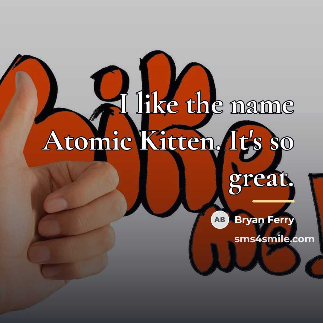 “I like the name Atomic Kitten. It's so great.…” quote by Bryan Ferry