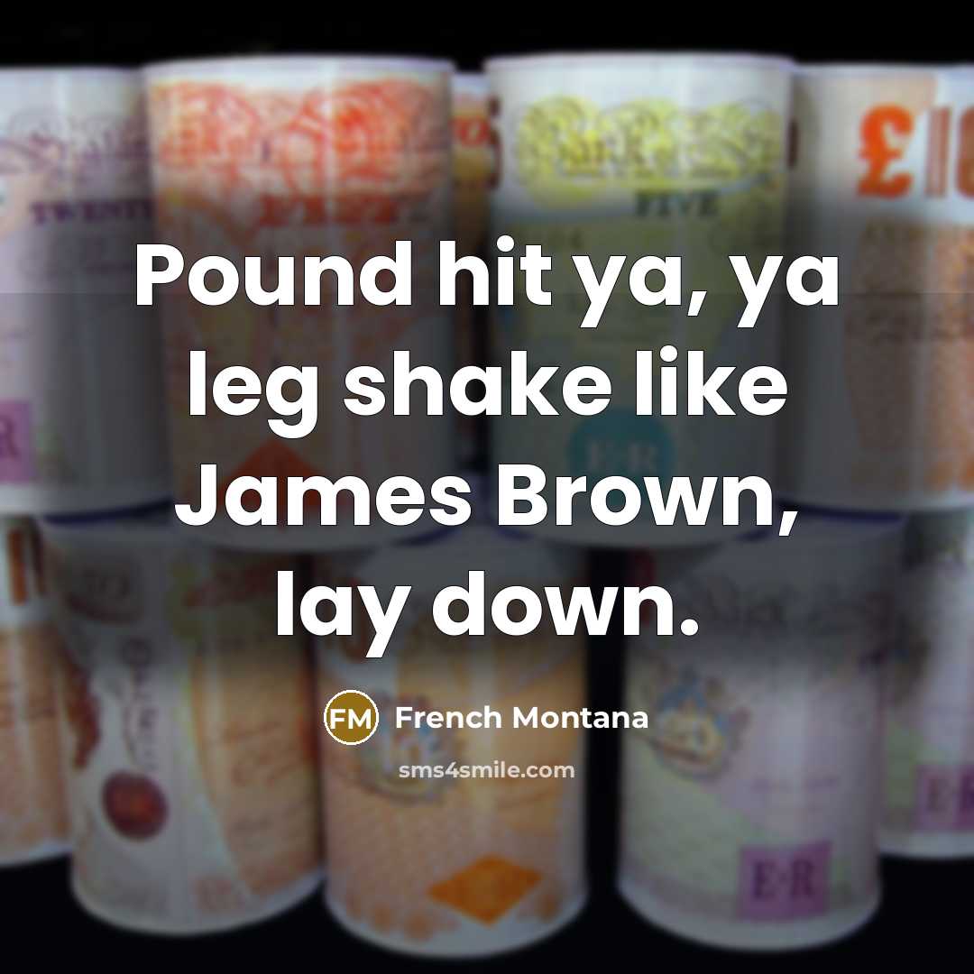 “Pound hit ya, ya leg shake like James Brown, lay…” quote by French Montana