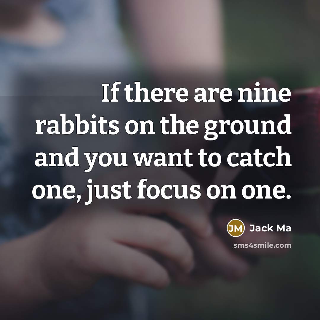 “If there are nine rabbits on the ground and you want to catch one, just focus on one.” quote by Jack Ma