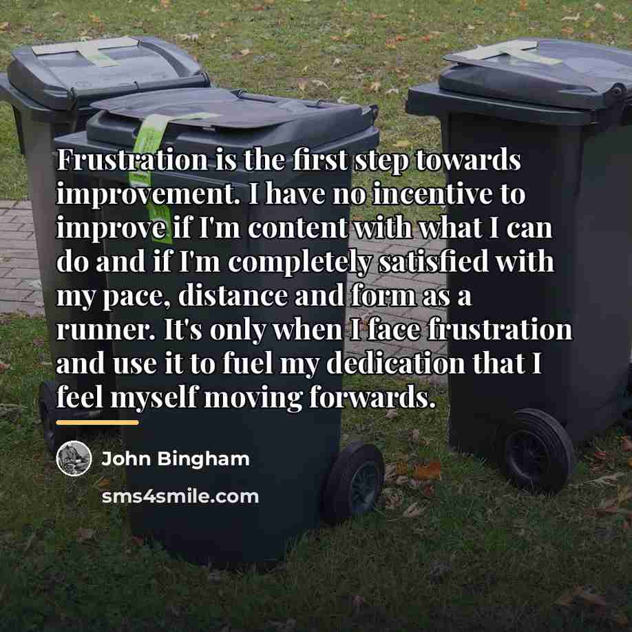 “Frustration is the first step towards improvement. I have no…” quote by John Bingham