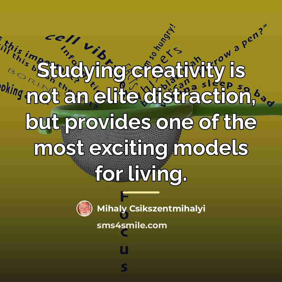 “Studying creativity is not an elite distraction, but provides one…” quote by Mihaly Csikszentmihalyi