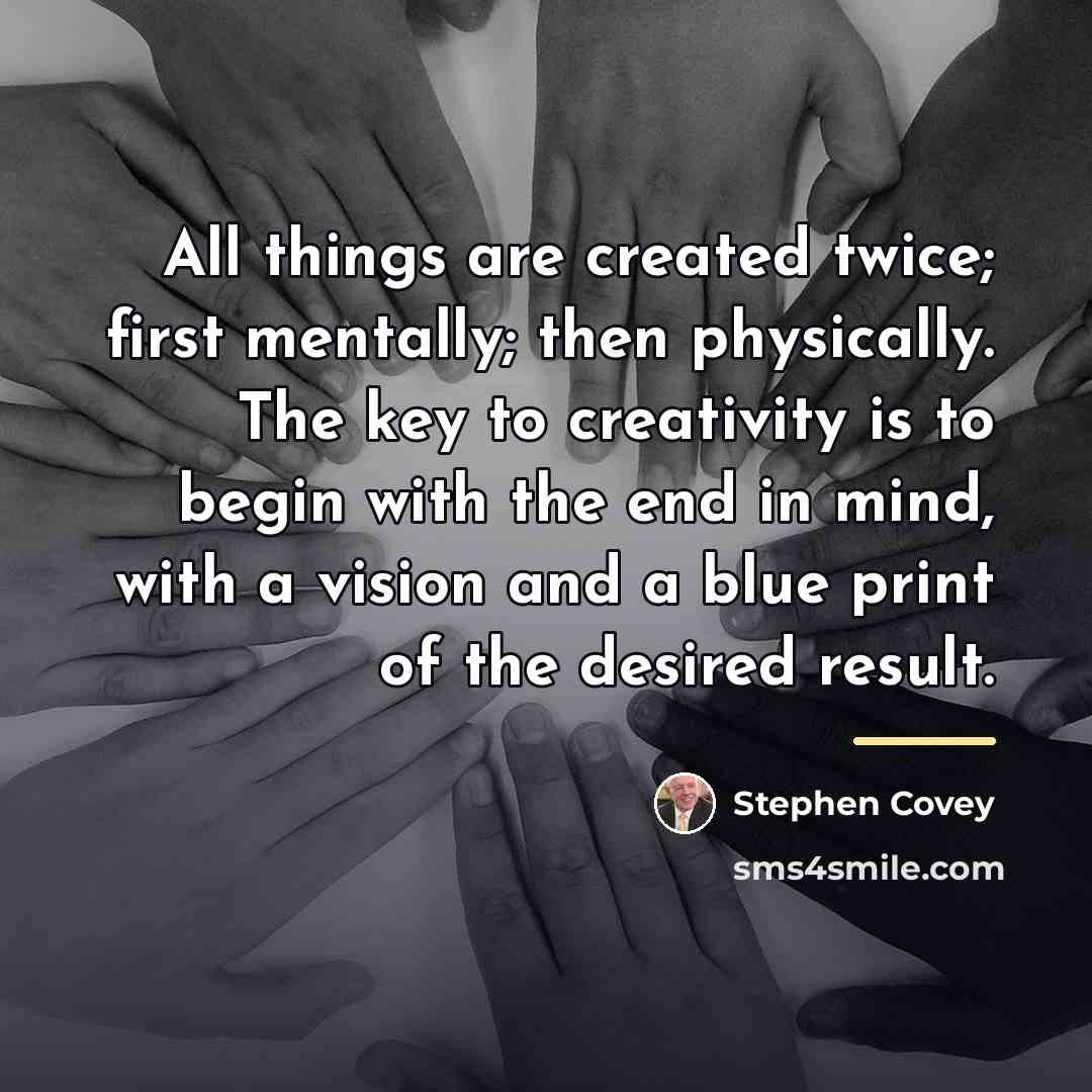 “All things are created twice; first mentally; then physically. The…” quote by Stephen Covey